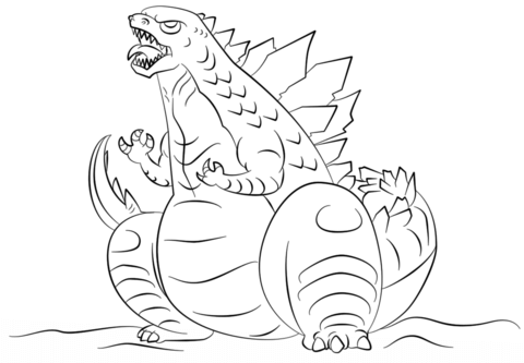 Cartoon Godzilla Coloring Page